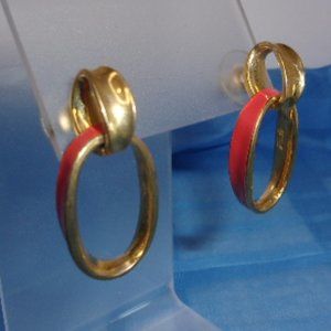 Robert Lee Morris Orange Enamel Pierced Earrings